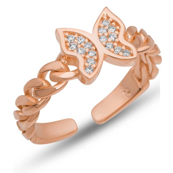 %title% - Gümüş Ayarlanabilir Rose Kelebek Kadın Yüzük