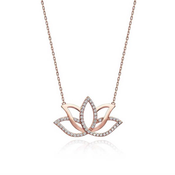 %title% - Gümüş Rose Lotus Çiçeği Kolye