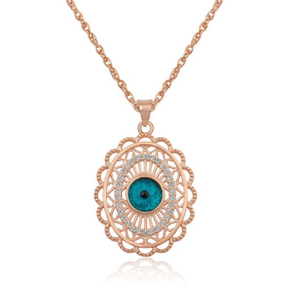 %title% - ​Gümüş Rose Oval Nazar Bayan Kolye