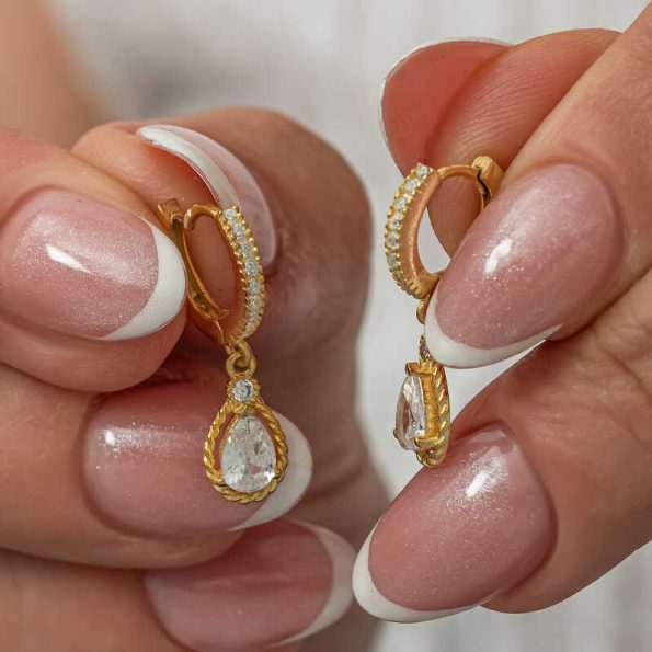 %title% - Gümüş Sallantılı Gold Damla Kadın Küpe
