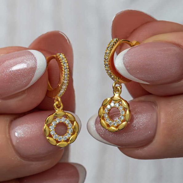 %title% - Gümüş Sallantılı Gold Halka Kadın Küpe