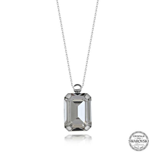 %title% - Swarovski Crystal Taşlı Baget Gümüş Kadın Kolye