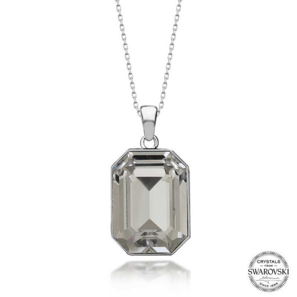 %title% - Swarovski Crystal Taşlı Baget Gümüş Kadın Kolye