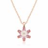 Gümüş Rose Pembe Lotus Çiçeği Kolye